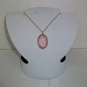 13" Gold Toned Chain with Rose Quartz Pendant